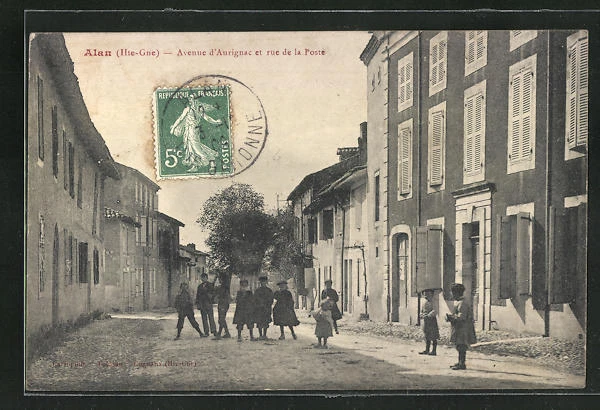 CPA Alan, Avenue d´Aurignac et rue de la Poste 1909