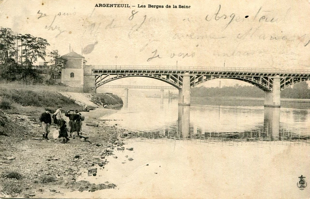 Carte ARGENTEUIL Les Berges de la Seine Groupe d'enfants près de la lavandière