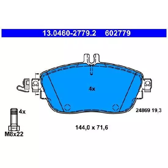 1x ATE Bremsbelagsatz 760774 u.a. für Mercedes | 13.0460-2779.2