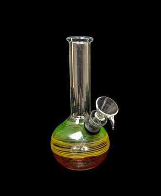 6" Glass Waterpipe Tobacco Smoking Pipe Bong With Colored Accents PullStem Bowl