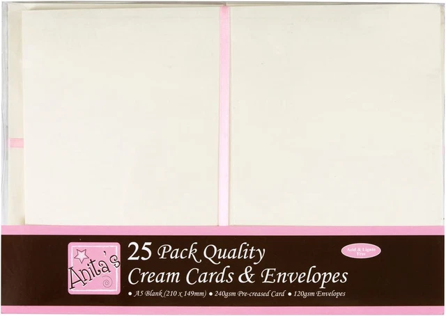 Anita's A5 Karte und Umschlag, 25er Pack, cremefarben