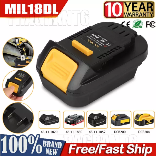 Adapter Converter for Milwaukee 18V Li-Ion Battery to For Dewalt MAX 18/20V Tool