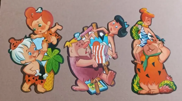 1970s FLINTSTONES cardboard PARTY DECORATION FRED WILMA BETTY RUBBLE BARNEY vtg