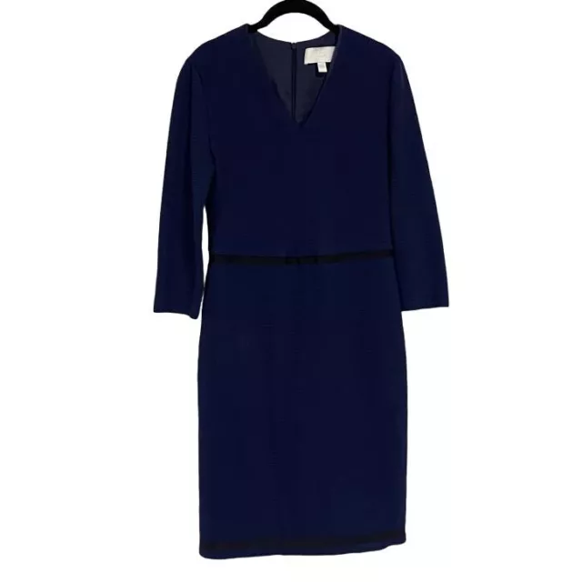 Hugo Boss Hemio Textured Sheath Dress Blue Black Size 6