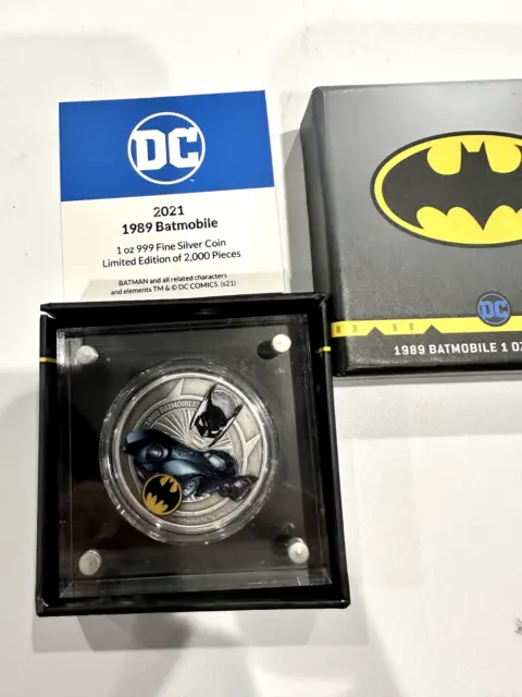 2021 New Zealand Mint DC Comics 1989 Batmobile 1 oz .999 Silver Coin
