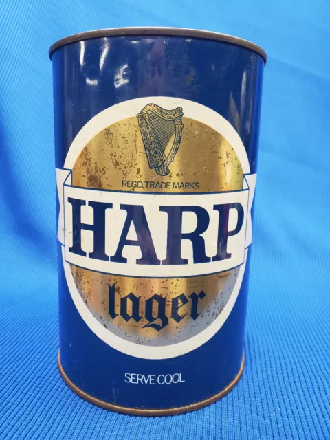 Vintage HARP Lager "Party Keg"- EMPTY  2.22 Litre Flat Top Can - GREAT BRITIAN