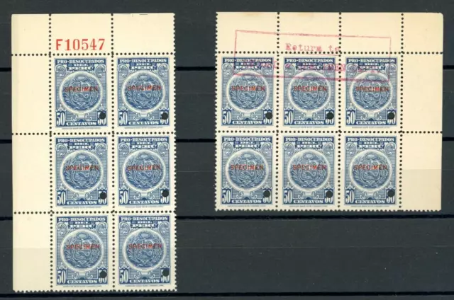 PERU Revenue PRO-DESOCUPADOS 50c Postal Tax ABNC F10547 SPECIMEN Blocks{12} ZU93