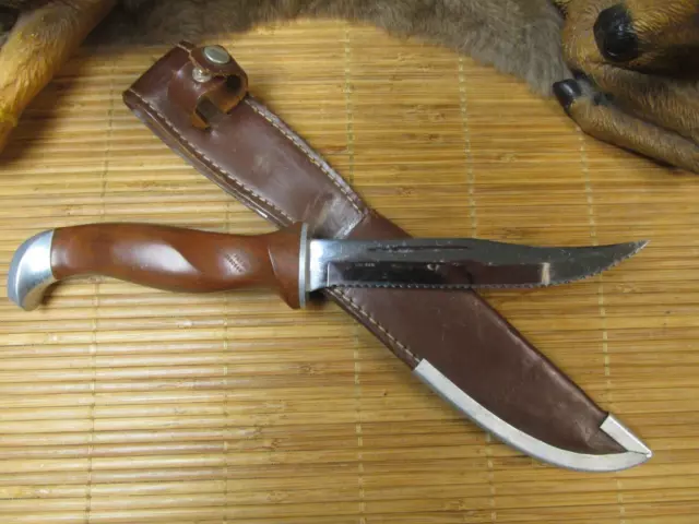 1960's Cutco 1069 High Carbon Stainless Full Hidden Tang Straight Edge  Hunting Outdoor Fishing Survival Tactical Knife and Leather Sheath 