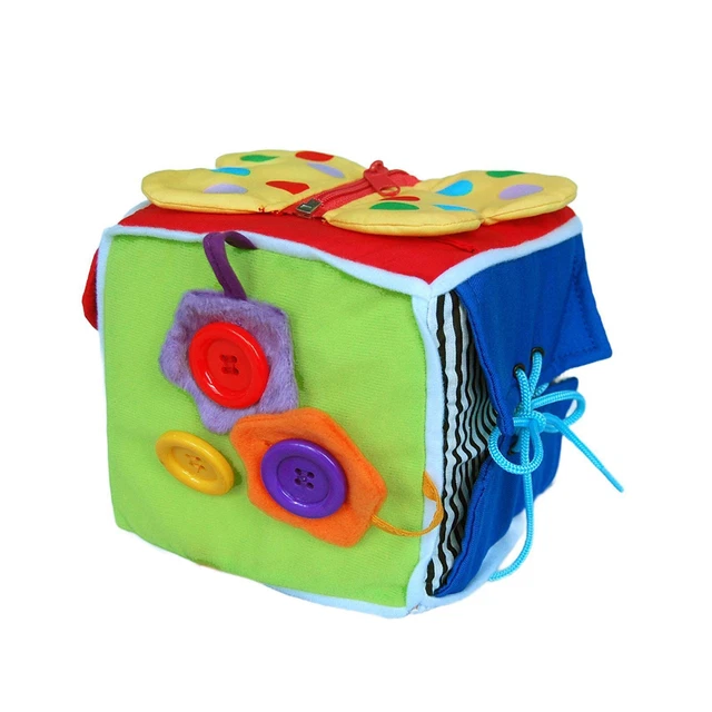 mamabrum Cube d'Activité en Bois - Labyrinthe Rotatif, Trieur de Formes, Boucle Motorisée avec Perles, Engrenages, Miroir - Jouet Éducatif 34x34x52cm pour Bébé