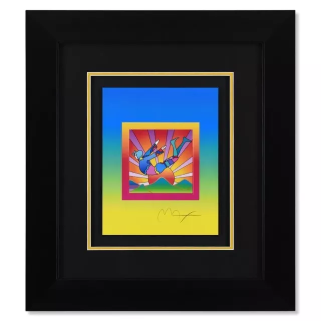 Peter Max Cosmic Flyer Su Miscele Autografato Litografia Cornice Pop Art, COA