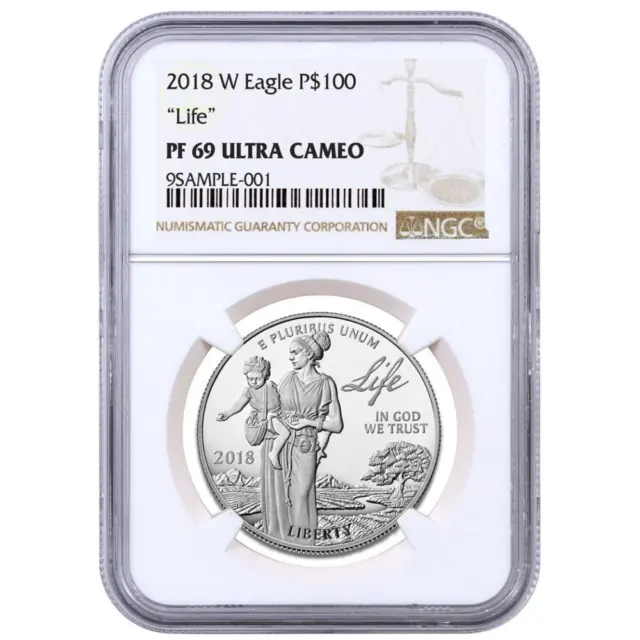 2018-W $100 Platinum Eagle "Life" NGC PF69 UC Brown Label