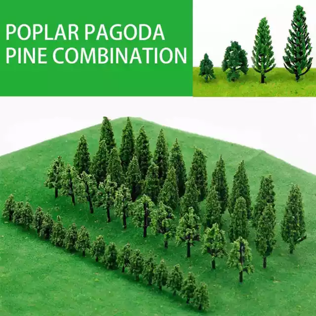 50x Miniature Trees Train Model Railroad Wargame Scenery Landscape Scale GreenSS