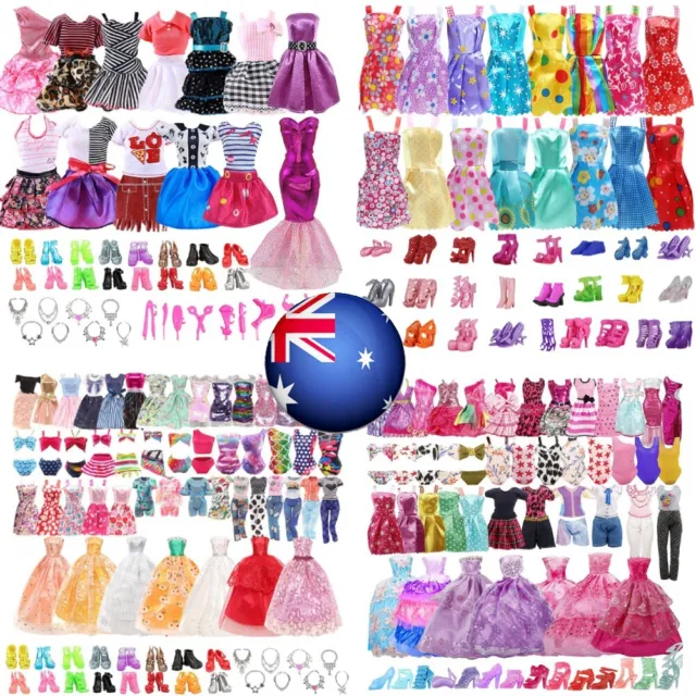 Lot Items For Barbie Doll Clothes Accessories Bundle Dresses Shoes Set Girls Toy