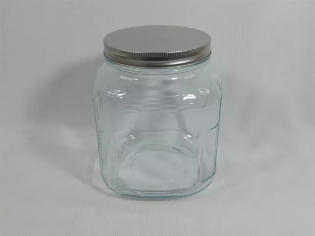 Anchor Hocking Hoosier Style 2 Qt Glass Storage Jar Ribbed Corners