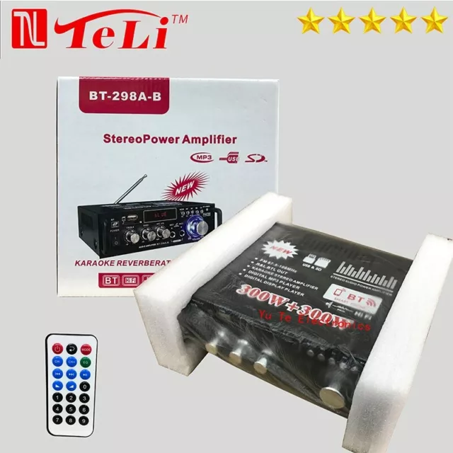 Mini 2CH HiFi Audio Amplificateur de puissance stéréo 220V bluetooth FM