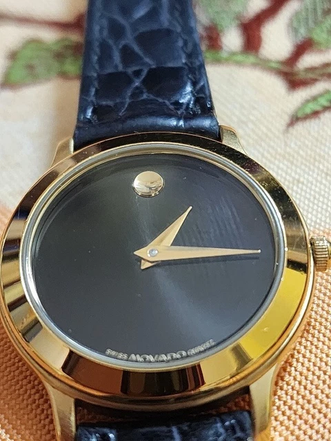Orologio Movado Donna 87E4014 Museo Svizzero Classico Quadrante Nero Cinturino in Pelle.9379500