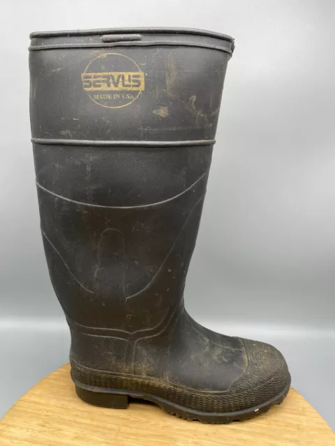 Servus Rain Boots Mens 4 Womens 6.5 Tall Knee High Black Rubber USA Made
