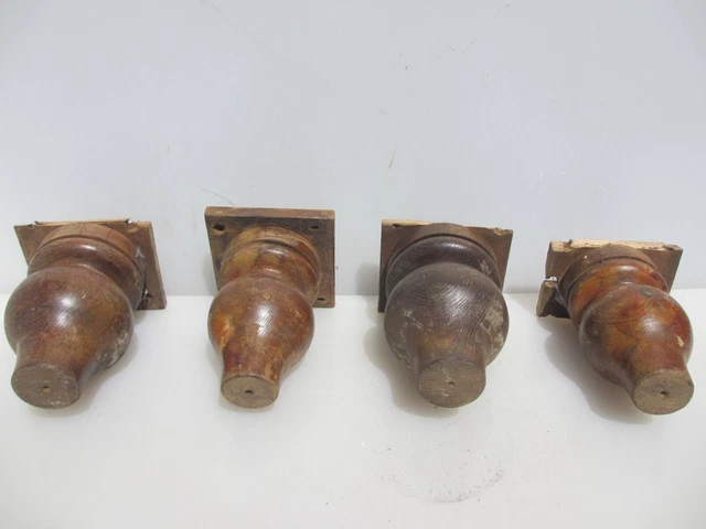 Antique Turned Wood Furniture Feet Sofa Legs Old Chair Wooden Victorian x4