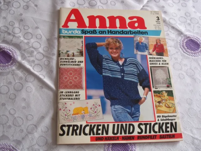  Anna Burda Spass an Handarbeiten Stricken Sticken Nähen Richilieust.März 1988