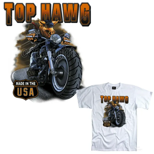T-shirt biker moto american rocker top hawg fighter racer *4304 bianca