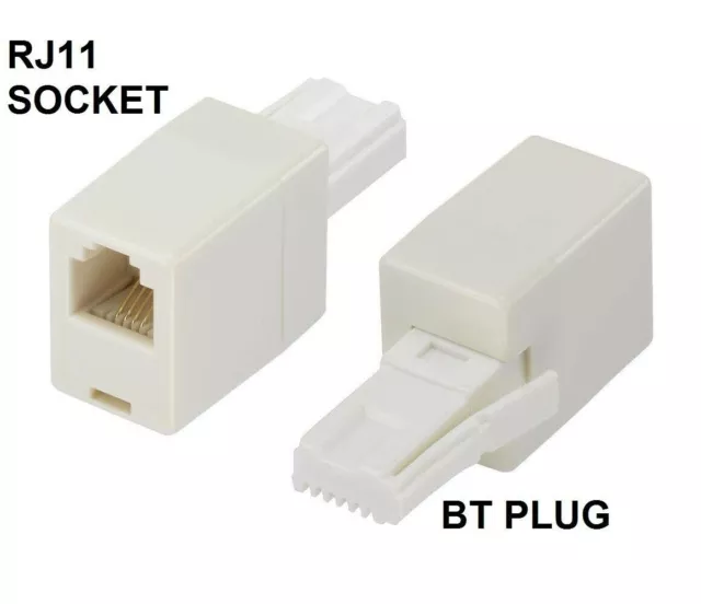 RJ11 to BT Plug Adaptor ADSL DSL Connect Cable to BT Telephone Line Socket
