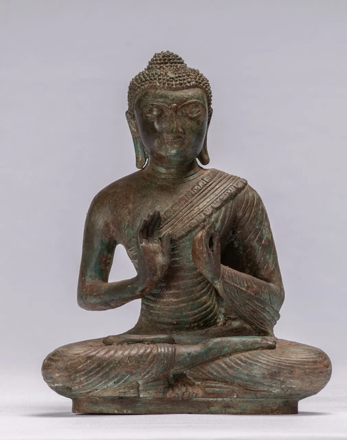 Ancien Sri Lanka Style Assis Bronze Teaching Statue de Bouddha - 25cm/10 "
