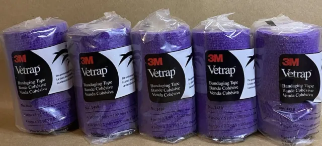 New Lot of 15 Rolls 3M Vetrap 4" x 5 Yards Each Purple Vet Wrap Bandaging Tape