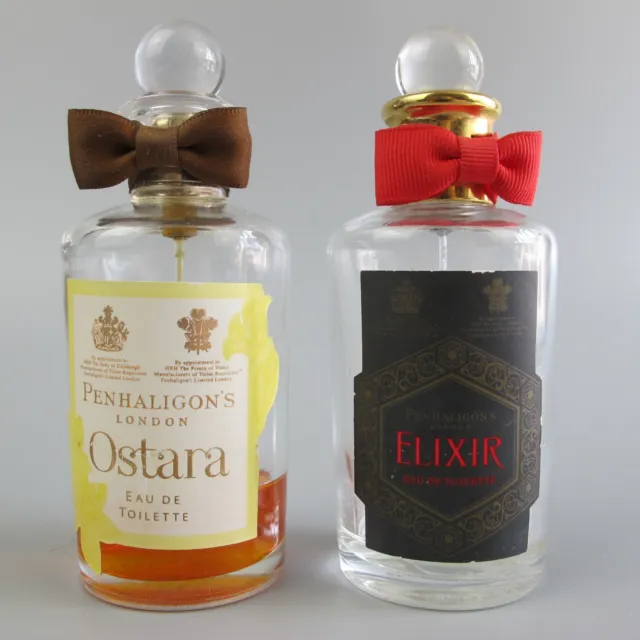 2 x Penthaligon's Perfume Empty Bottles. Ostara & Elixir.