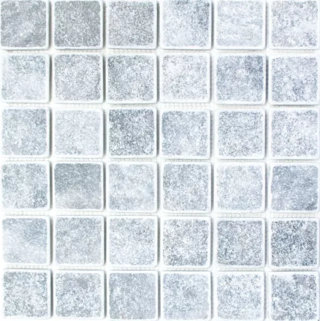 Mármol Mosaico Azulejos Piedra Natural Gris Claro Antracita Mix