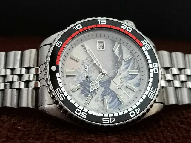 THE GREAT WAVE Off Kanagawa Mod Seiko Diver 7002-7000 Automatic Men Watch  9D0316 £ - PicClick UK