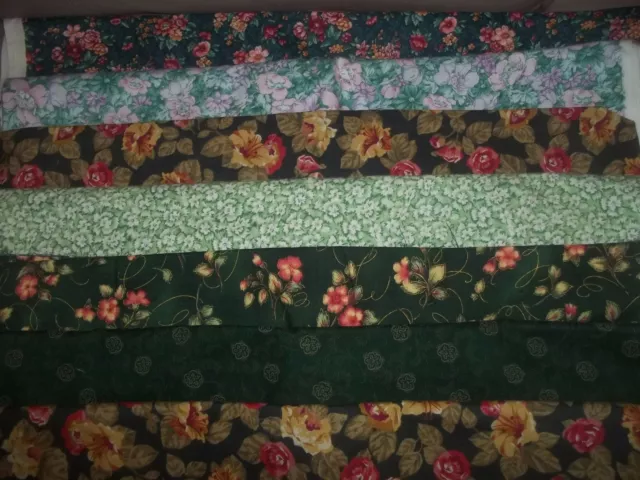 FLOWERS on GREEN floral Spring Cotton quilt FABRIC U-Pick SEE INFO 1/2 yd BTHY