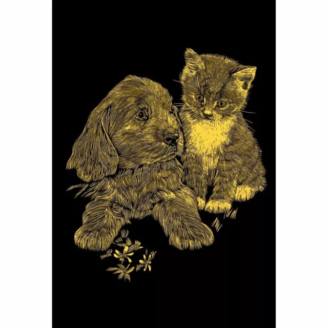 Kratzbild Kratzbilder - Hund und Katze - Gold - Komplettset -  Mini Neu + OVP