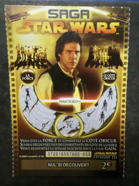 Ticket Arañar Saga Star Wars, Han Solo, Cine, VF Colección Muy Buen Estado De