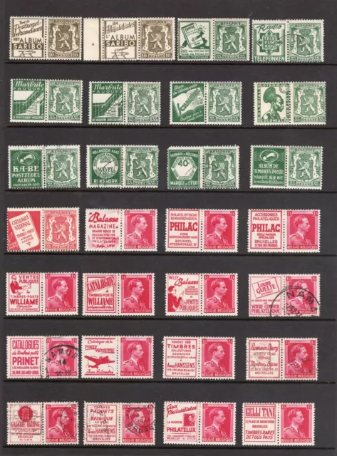 Belgium 1930'S Stamps With Advertising Labels Scarce