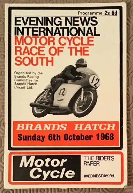 BRANDS HATCH 6 Oct 1968 INTERNATIONAL MOTOR CYCLE RACE OF THE SOUTH Programme
