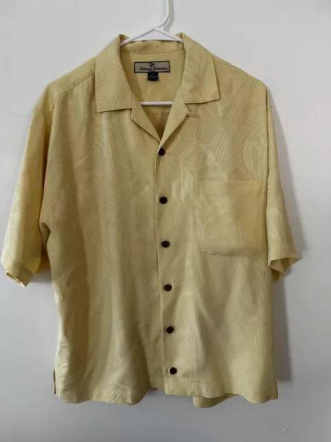TOMMY BAHAMA MENS Yellow 100% Silk Hawaiian Shirt‎ Original Fit Size ...