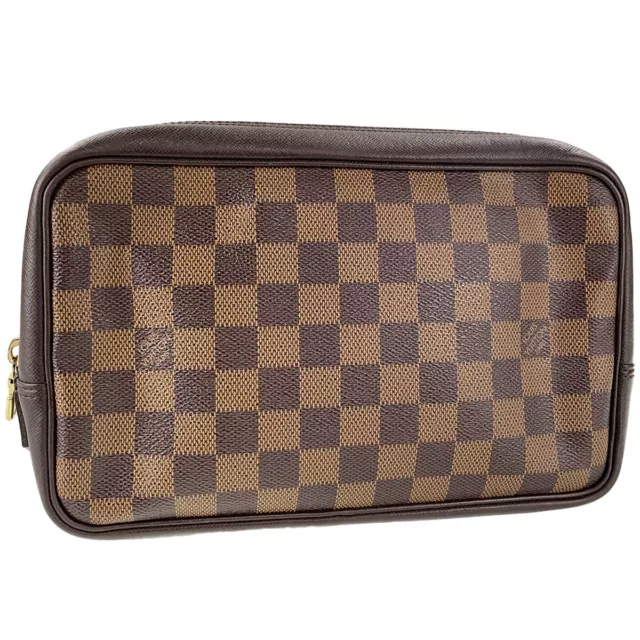 Louis Vuitton Damier Trousse Toilette Leather Coated Canvas Brown Pouch 1494