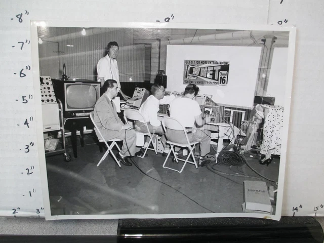 TV studio station 16 set photo 1950s WNET Providence RI store sign equipment