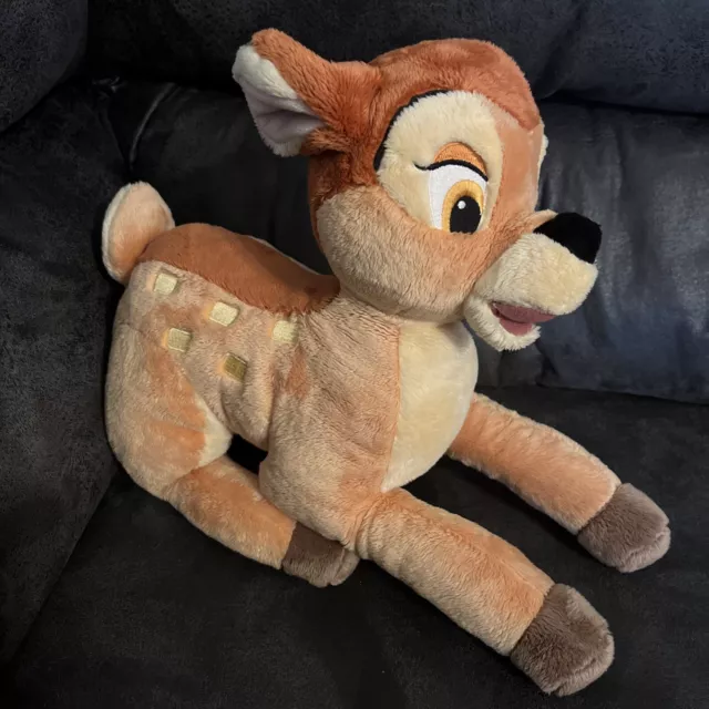 Disney Store Official Bambi Butterfly Plush 14" Large Soft Baby Deer Laying Down