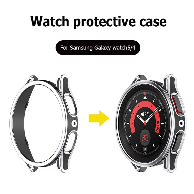 Protective Bumper Shell Screen Protector Case for Galaxy Watch 5/4 (Silver 40mm)