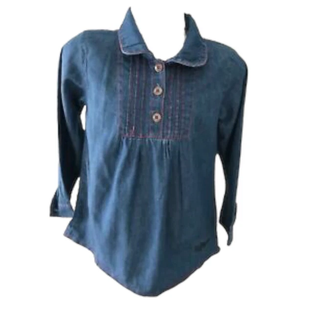 Camicia bambina Tommy Hilfiger età 4 denim blu cotone manica lunga abito abbottonato 3