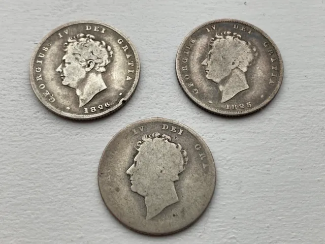 3 x George IV Silver Sixpence, 1825, 1826