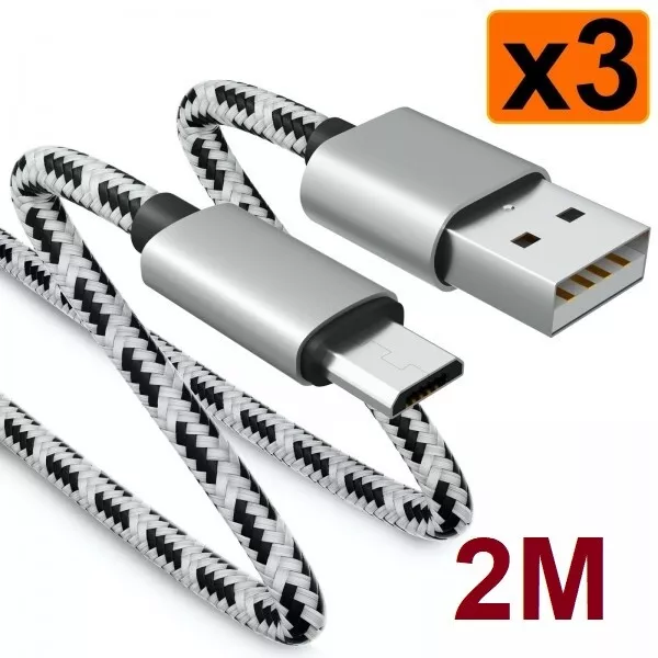 3x Micro USB Kabel Nylon Ladekabel Datenkabel Micro USB Handy Smartphone Tablet