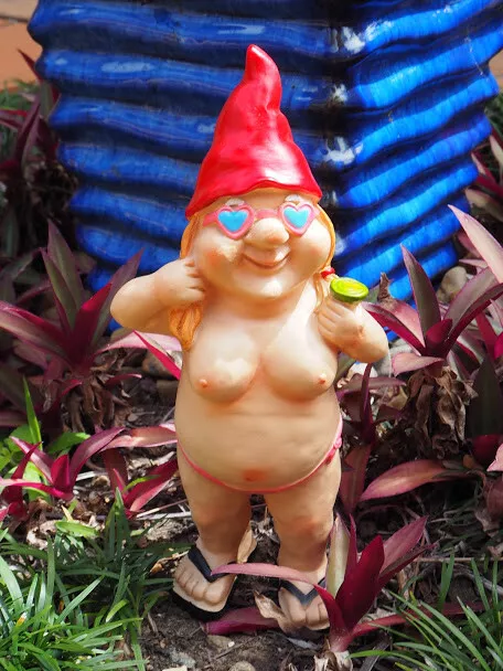 Garden Gnomes Standing Naked Nude Drinking Lady Man Naughty Gnome Statue 29cm 2