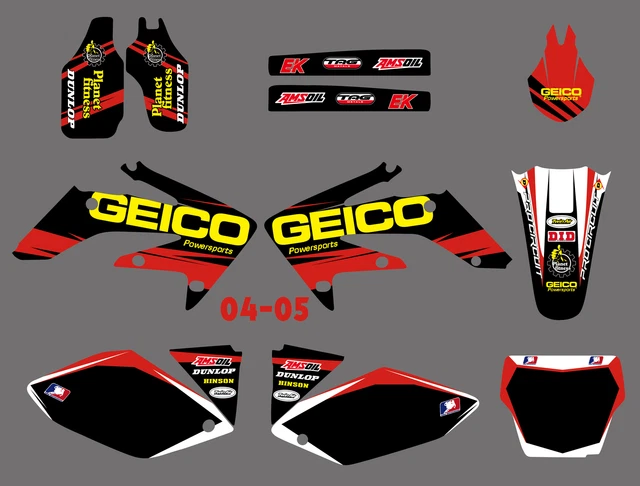 For Honda CRF250R 2004-2005 Radiator Shroud Graphics Swingarm Fork Decals Deco