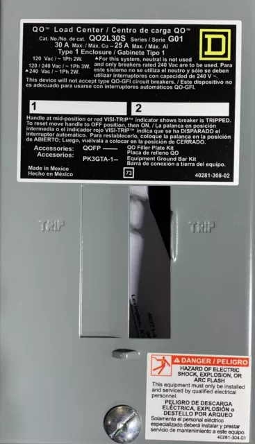 Main Lug Load Center,No QO2L30SCP,  Square D By Schneider Electric