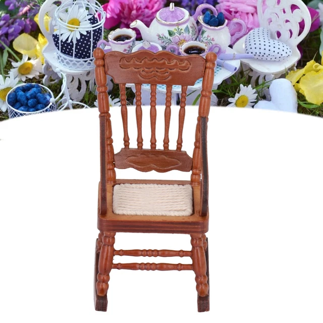 (Brown) Miniature Doll Chair Exquisite Design Modern Classic Birch
