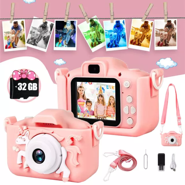 Kids Camera Unicorn Digital Camera 1080P HD Selfie Video Camera Toy for Birthday