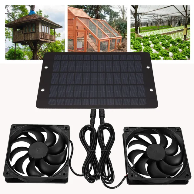 US10W Solar Powered Dual Fan Kits Chicken Coops Solar Fan for Small Greenhouses