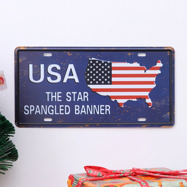USA DIE STAR SPANGLED BANNER Nummernschild Eisen Malerei Vintage Platte Metall P